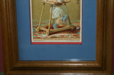 EPHEMERA AMERICANA WHIMSICAL ART: 1800's FRAMED ANTIQUE VICTORIAN ADVERTISING TRADE CARD: MILK-MAID BRAND SOLDIER TOT (DFPO1P) CUTE BABY BOY DESIGNER COLLECTOR COLLECTIBLE WALL DÉCOR UNIQUE