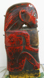ANTIQUE HAND CARVED HAND PAINTED BETEL BOX FROM WEST JAVA REPRESENTING A KELANA MASK & FIGURE, THE DEMON KING RAHWANA FROM THE WAYANG TOPENG & RAMAYANA EPICS. QUID CONTAINER FOR BETEL HABIT