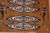 Rare Tapa Bark Cloth (Kapa in Hawaii), from Lake Sentani, Irian Jaya, Papua New Guinea. Hand painted by a Tribal Artist with natural pigments: Spiritual Stylized Shield Motifs & Fish 20" x 13 1/2" (no 23)