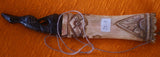Collector Timor Ethnic Authentic Tribal Lime Container ( used during Betel Habit), Unique Vintage Hand Carved Buffalo Bone receptacle with Scrimshaw motifs, Hand Carved Wood Lid Stopper of Ibis Bird BN44