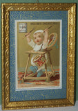 EPHEMERA AMERICANA WHIMSICAL ART: 1800's FRAMED ANTIQUE VICTORIAN ADVERTISING TRADE CARD: MILK-MAID BRAND DRUMMER KID (DFPO1Y) CUTE BABY FRAME HAND PAINTED BY ARTIST VINTAGE FRAME BABY ROOM DESIGNER COLLECTOR COLLECTIBLE WALL DÉCOR