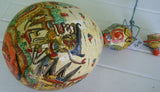 Unique Large Balinese Lime Gourd Hand painted with Wayang Kulit traditional & detailed motifs, Beautiful Kamasan Art depicting Ramayana Epic Scenes:  1G10, 11” tall. Betel habit paraphernalia. Collected in late 1900’s