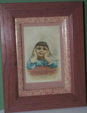 EPHEMERA AMERICANA WHIMSICAL ART: 1800's DOUBLE FRAMED (2 FRAMES IN 1) ANTIQUE VICTORIAN ADVERTISING TRADE CARD: HOODS PILLS CURE LIVER ILLS (DFPO2A) ADORABLE LITTLE GIRL DESIGNER COLLECTOR COLLECTIBLE WALL DÉCOR UNIQUE CHILD ROOM