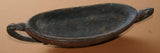 BETEL HABIT PARAPHERNALIA: UNIQUE RARE OLDER POLYCHROME COASTAL RAMU RIVER BETEL MORTAR, HAND CARVED, UNUSUAL CANOE SHAPED WITH BASE, COLOR PIGMENTS, NICE PATINA, COLLECTED IN THE FIELD, NEW GUINEA, MID 20TH CENTURY. 10” LONG