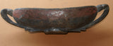 BETEL HABIT PARAPHERNALIA: UNIQUE RARE OLDER POLYCHROME COASTAL RAMU RIVER BETEL MORTAR, HAND CARVED, UNUSUAL CANOE SHAPED WITH BASE, COLOR PIGMENTS, NICE PATINA, COLLECTED IN THE FIELD, NEW GUINEA, MID 20TH CENTURY. 10” LONG