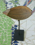 Very Rare Older Coconut Shell Cannibal Spoon or Ompi from the Azera (Adzera) People, Markham Valley, Morobe Province. Papua New Guinea. Private Collection, Mid 20th Century. ITEM SP3C comes with metal custom stand, highly collectible.