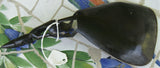 HAND CARVED ETHNIC TRIBAL BUFFALO HORN LIME SCOOP, LARGE  SPOON USED DURING FESTIVITIES, RITES OF PASSAGE ETC... COLLECTED ON THE PREMISES IN THE LATE 20TH CENTURY, INDONESIA, ITEM 250C 8” X 4 1/2” PROTECTIVE ANCESTOR HANDLE. BETEL NUT PARAPHERNALIA.