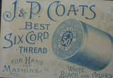 EPHEMERA AMERICANA WHIMSICAL ART: 1887 MATTED & FRAMED, ANTIQUE VICTORIAN ADVERTISING TRADE CARD: J.& P. Coats, WOMEN GOSSIP (DFPO2M). THE FRAME IS HAND PAINTED & VINTAGE DESIGNER COLLECTOR COLLECTIBLE WALL DÉCOR UNIQUE
