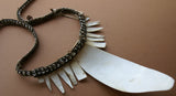 EXTREMELY RARE YALI TRIBE (CANNIBAL) “BIG MAN” MIKAK TRIDACNA GIGAS NECKLACE WITH WOVEN BARK HAND-TWISTED TWINE, VALUABLE CURRENCY, HIGHLANDS, CENTRAL IRIAN JAYA, WEST NEW GUINEA, MID-20th CENTURY, CIRCA 1960’S, PRIVATE COLLECTION