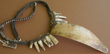 EXTREMELY RARE YALI TRIBE (CANNIBAL) “BIG MAN” MIKAK TRIDACNA GIGAS NECKLACE WITH WOVEN BARK HAND-TWISTED TWINE, VALUABLE CURRENCY, HIGHLANDS, CENTRAL IRIAN JAYA, WEST NEW GUINEA, MID-20th CENTURY, CIRCA 1960’S, PRIVATE COLLECTION