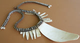 EXTREMELY RARE YALI TRIBE (CANNIBAL) “BIG MAN” MIKAK TRIDACNA GIGAS NECKLACE WITH WOVEN BARK HAND-TWISTED TWINE, VALUABLE CURRENCY, HIGHLANDS, CENTRAL IRIAN JAYA, WEST NEW GUINEA, MID-20th CENTURY, CIRCA 1960’S, PRIVATE COLLECTION