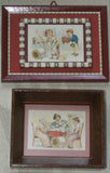 EPHEMERA AMERICANA WHIMSICAL ART: ANTIQUE 1887 FRAMED IN ARTIST HAND PAINTED DOUBLE FRAME & MATTED PROFESSIONALLY, ANTIQUE VICTORIAN ADVERTISING TRADE CARD: J.& P Coats, AD LOVE COURTING (DFPO2T) DESIGNER COLLECTOR COLLECTIBLE DELIGHTFUL WALL DÉCOR