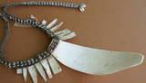 EXTREMELY RARE YALI TRIBE (CANNIBAL) “BIG MAN” MIKAK TRIDACNA GIGAS NECKLACE WITH WOVEN BARK HAND-TWISTED TWINE, VALUABLE CURRENCY, HIGHLANDS, CENTRAL IRIAN JAYA, WEST NEW GUINEA, MID-20th CENTURY, CIRCA 1960’S, PRIVATE COLLECTION