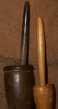 CHOICE BETWEEN 2 RARE MELANESIA MASSIM TROBRIAND ISLAND BETEL LIME POUNDER & PESTLE SETS, (ITEM BP37: EARLY 1900’S  GOOD PATINA) (ITEM BP38: 1970’S BLOND WOOD)