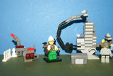 CUSTOM LEGO SET (154 PCS)  ADVENTURERS  ORIENT EXPEDITION YEAR 2003, 6 CUSTOM  BUILDS 4 RARE RETIRED MINIFIGURES:  LORD SAM SINISTER DR. CHARLES LIGHTNING SKELETON GREY GUARD + HELMET BENCH CRANE, 2 WORK TABLES TREASURE CHEST FENCES STOOL ETC.. KIT 71