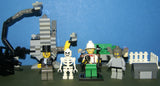 CUSTOM LEGO SET (154 PCS)  ADVENTURERS  ORIENT EXPEDITION YEAR 2003, 6 CUSTOM  BUILDS 4 RARE RETIRED MINIFIGURES:  LORD SAM SINISTER DR. CHARLES LIGHTNING SKELETON GREY GUARD + HELMET BENCH CRANE, 2 WORK TABLES TREASURE CHEST FENCES STOOL ETC.. KIT 71