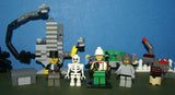 CUSTOM LEGO SET (154 PCS)  ADVENTURERS  ORIENT EXPEDITION YEAR 2003, 6 CUSTOM  BUILDS 4 RARE RETIRED MINIFIGURES:  LORD SAM SINISTER DR. CHARLES LIGHTNING SKELETON GREY GUARD + HELMET BENCH CRANE, 2 WORK TABLES TREASURE CHEST FENCES STOOL ETC.. KIT 71