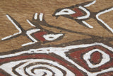Rare Tapa Bark Cloth (Kapa in Hawaii), from Lake Sentani, Irian Jaya, Papua New Guinea. Hand painted by a Tribal Artist with natural pigments: Spiritual Stylized Motifs of shields with eyes & fish. 21" x 17" (no 28)
