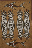 Rare Tapa Bark Cloth (Kapa in Hawaii), from Lake Sentani, Irian Jaya, Papua New Guinea. Hand painted by a Tribal Artist with natural pigments: Spiritual Stylized Shield Motifs & Fish 20" x 13 1/2" (no 23)