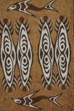 Rare Tapa Bark Cloth (Kapa in Hawaii), from Lake Sentani, Irian Jaya, Papua New Guinea. Hand painted by a Tribal Artist with natural pigments: Spiritual Stylized Shield Motifs & Fish 20" x 13 1/2" (no 23)