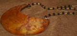 Museum Bride Price Currency, Rare Very Old Ceremonial Moka Kina Shell Necklace (Huge Mother of Pearl Crescent) Pectoral Collected from the Foi Tribe (Papua New Guinea), Mid 1900’s, Red Pigments & neck band, Highly Collectible. KINA15