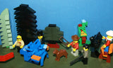 9 NOW RARE WESTERN COWBOYS RETIRED MINIFIGURES FROM KIT 6755 (1996) IN GOOD CONDITION, D0G, 12 CUSTOM BUILDS, PINE TREES, THRONE, ATTACK TRACTOR, PADDLE BOAT, ROBOT, FOOD STAND, BENCH, PULPIT ETC.. TOTAL PIECES: 265 PCS. KIT No 75