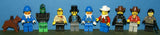 9 NOW RARE WESTERN COWBOYS RETIRED MINIFIGURES FROM KIT 6755 (1996) IN GOOD CONDITION, D0G, 12 CUSTOM BUILDS, PINE TREES, THRONE, ATTACK TRACTOR, PADDLE BOAT, ROBOT, FOOD STAND, BENCH, PULPIT ETC.. TOTAL PIECES: 265 PCS. KIT No 75