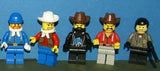 9 NOW RARE WESTERN COWBOYS RETIRED MINIFIGURES FROM KIT 6755 (1996) IN GOOD CONDITION, D0G, 12 CUSTOM BUILDS, PINE TREES, THRONE, ATTACK TRACTOR, PADDLE BOAT, ROBOT, FOOD STAND, BENCH, PULPIT ETC.. TOTAL PIECES: 265 PCS. KIT No 75