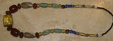 Rare Tribal Ethnic Dayak Iban Tribe Talisman Necklace: Antique Hand Crafted Magical Lukut Sekala , Old Trade Glass Beads, Amber beads, Buffalo Bone Hand Etched Beads, Shells, Chinese Coins, collected in 1980’s Borneo Aristocrat Owner, Indonesia. NB4