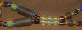 Old Rare Tribal Ethnic Dayak Iban Tribe Talisman Necklace: Antique Hand Crafted Magical Lukut Sekala , Glass, Pottery and Stone Beads, Amber beads, Chinese Coins, collected in 1980’s Borneo Aristocrat Owner, Indonesia. NB1