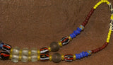 Old Rare Tribal Ethnic Dayak Iban Tribe Talisman Necklace: Antique Hand Crafted Magical Lukut Sekala , Glass, Pottery and Stone Beads, Amber beads, Chinese Coins, collected in 1980’s Borneo Aristocrat Owner, Indonesia. NB1