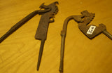 1800’s Very Rare Old Traditional Ethnic Iron Betel Areca Nut Cutter, Cracker, called Kacip (Kecil) Iron Tool with silver handles, Collected in Sumatra in the 1970's, Lion Head Motif. 19th century, Indonesia