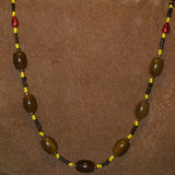 Unique Vintage Hand Crafted Ethnic Amber & Older Glass Trade Beads Necklace, Orang Ulu, Iban & Dayak tribal wear, also Local Currency, Borneo: NECK33 + 1 Flapper Coconut necklace
