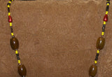 Unique Vintage Hand Crafted Ethnic Amber & Older Glass Trade Beads Necklace, Orang Ulu, Iban & Dayak tribal wear, also Local Currency, Borneo: NECK33 + 1 Flapper Coconut necklace