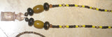 Unique Vintage Hand crafted Ethnic Amber & Glass Trade Beads, Real Pearls Necklace with Buffalo Bone Hand Carved Pendant of Protective Ancestor Effigy for Good Luck, Health & Prosperity, Borneo Kalimantan, Indonesia NECK34 + 1 Flapper Coconut necklace.