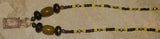 Unique Vintage Hand crafted Ethnic Amber & Glass Trade Beads, Real Pearls Necklace with Buffalo Bone Hand Carved Pendant of Protective Ancestor Effigy for Good Luck, Health & Prosperity, Borneo Kalimantan, Indonesia NECK34 + 1 Flapper Coconut necklace.