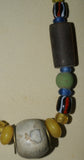 Old Rare Tribal Ethnic Dayak Iban Tribe Talisman Necklace: Antique Hand Crafted Magical Lukut Sekala , Glass, Pottery and Stone Beads, Amber beads, Chinese Coins, collected in 1980’s Borneo Aristocrat Owner, Indonesia. NB1