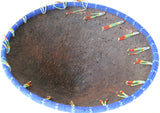 Vintage, Now Rare, Ceremonial Conical Coolie Sun Hat, Hand Beaded Minute Colorful Mosaic Motifs, Deer & Lotus Flowers, Nassa Shells, 161A3, Collected in Sumatra, 1980’s but Older. Bride Price, Currency. 21” Tall Display Stand Included.