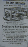 EPHEMERA AMERICANA WHIMSICAL ART: 1880's FRAMED VICTORIAN TRADE CARD: DOUGHERTY'S NEW ENGLAND CONDENSED MINCE MEAT, LITTLE GIRL IN BLUE DRESS (DFPO1C) VINTAGE HAND PAINTED FRAME DESIGNER COLLECTOR COLLECTIBLE WALL DÉCOR UNIQUE