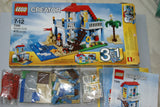 NOW RARE RETIRED LEGO CREATOR DREAM BEACH HOUSE 7346, 3 BUILDS INTO 1= CAN BE SEASIDE VILLA, BEACH HUT OR APARTMENTS SINCE THESE BUILDING BLOCKS  ALLOW MODIFICATIONS, SURFER MINIFIGURE, BOX AND INSTRUCTIONS INCLUDED (415 PIECES)  AGE 6-12, YEAR 2012
