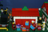 HUGE CUSTOM LEGO SET 32" x 12" x 15": THE ULTIMATE YEAR ROUND CHRISTMAS VILLAGE (2136 PCS) WITH 81 MINIFIGURES & 4 BUILDINGS, POLICE STATION, INDOOR POOL, OFFICES, WAREHOUSE, APTS, CARS, MOTOCYCLES, GARDENS, SANTAS & ACCESSORIES (KIT 27)