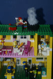 HUGE CUSTOM LEGO SET 32" x 12" x 15": THE ULTIMATE YEAR ROUND CHRISTMAS VILLAGE (2136 PCS) WITH 81 MINIFIGURES & 4 BUILDINGS, POLICE STATION, INDOOR POOL, OFFICES, WAREHOUSE, APTS, CARS, MOTOCYCLES, GARDENS, SANTAS & ACCESSORIES (KIT 27)