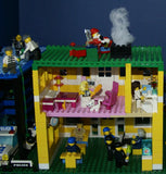 HUGE CUSTOM LEGO SET 32" x 12" x 15": THE ULTIMATE YEAR ROUND CHRISTMAS VILLAGE (2136 PCS) WITH 81 MINIFIGURES & 4 BUILDINGS, POLICE STATION, INDOOR POOL, OFFICES, WAREHOUSE, APTS, CARS, MOTOCYCLES, GARDENS, SANTAS & ACCESSORIES (KIT 27)