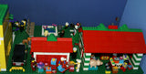 HUGE CUSTOM LEGO SET 32" x 12" x 15": THE ULTIMATE YEAR ROUND CHRISTMAS VILLAGE (2136 PCS) WITH 81 MINIFIGURES & 4 BUILDINGS, POLICE STATION, INDOOR POOL, OFFICES, WAREHOUSE, APTS, CARS, MOTOCYCLES, GARDENS, SANTAS & ACCESSORIES (KIT 27)