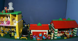 HUGE CUSTOM LEGO SET 32" x 12" x 15": THE ULTIMATE YEAR ROUND CHRISTMAS VILLAGE (2136 PCS) WITH 81 MINIFIGURES & 4 BUILDINGS, POLICE STATION, INDOOR POOL, OFFICES, WAREHOUSE, APTS, CARS, MOTOCYCLES, GARDENS, SANTAS & ACCESSORIES (KIT 27)