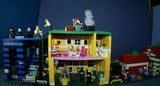 HUGE CUSTOM LEGO SET 32" x 12" x 15": THE ULTIMATE YEAR ROUND CHRISTMAS VILLAGE (2136 PCS) WITH 81 MINIFIGURES & 4 BUILDINGS, POLICE STATION, INDOOR POOL, OFFICES, WAREHOUSE, APTS, CARS, MOTOCYCLES, GARDENS, SANTAS & ACCESSORIES (KIT 27)