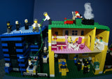 HUGE CUSTOM LEGO SET 32" x 12" x 15": THE ULTIMATE YEAR ROUND CHRISTMAS VILLAGE (2136 PCS) WITH 81 MINIFIGURES & 4 BUILDINGS, POLICE STATION, INDOOR POOL, OFFICES, WAREHOUSE, APTS, CARS, MOTOCYCLES, GARDENS, SANTAS & ACCESSORIES (KIT 27)