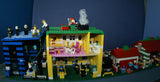 HUGE CUSTOM LEGO SET 32" x 12" x 15": THE ULTIMATE YEAR ROUND CHRISTMAS VILLAGE (2136 PCS) WITH 81 MINIFIGURES & 4 BUILDINGS, POLICE STATION, INDOOR POOL, OFFICES, WAREHOUSE, APTS, CARS, MOTOCYCLES, GARDENS, SANTAS & ACCESSORIES (KIT 27)