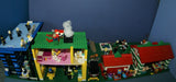 HUGE CUSTOM LEGO SET 32" x 12" x 15": THE ULTIMATE YEAR ROUND CHRISTMAS VILLAGE (2136 PCS) WITH 81 MINIFIGURES & 4 BUILDINGS, POLICE STATION, INDOOR POOL, OFFICES, WAREHOUSE, APTS, CARS, MOTOCYCLES, GARDENS, SANTAS & ACCESSORIES (KIT 27)