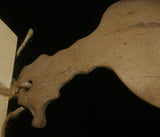 OLDER VERY RARE & UNIQUE ETHNIC PRIMITIVE DRINKING BOWL OR SCOOP WITH FESTOONED HANDLE, TRIBAL SPOON HAND CARVED OUT OF A COCONUT SHELL, TAMI ISLAND, HUON GULF, SOUTH SEAS, PNG, NEW GUINEA. SP5C. GOOD PATINA